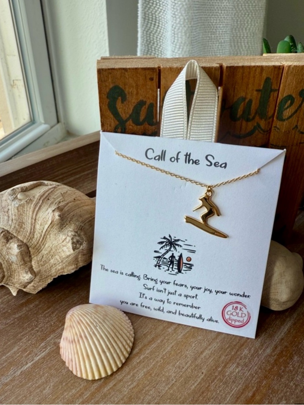 Gold Surfer Pendant Necklace - Picture 2 of 14
